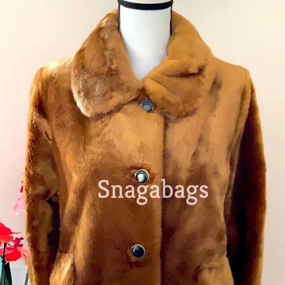 KATE SPADE NWT WARM GINDER BREAD SHORT FAUX  FUR COAT JACKET Small - Picture 5 of 12